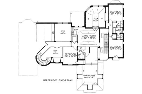 Floor Plan - Upper Floor for European House Plan #141-239 - 5 bed, 4.5 bath