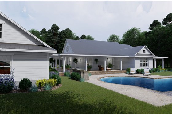 Exterior - Rear Elevation for Farmhouse House Plan #120-254 - 3 bed, 2 bath