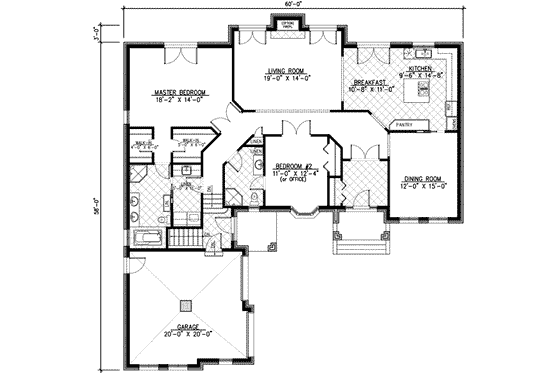 Floor Plan - Main Floor for European House Plan #138-114 - 2 bed, 2 bath