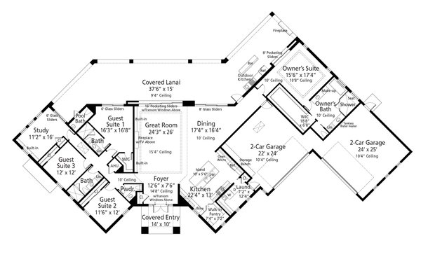 Architectural House Design - Floor Plan - Main Floor for Contemporary House Plan #938-164 - 3 bed, 3.5 bath