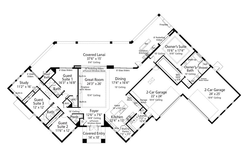 Architectural House Design - Floor Plan - Main Floor for Contemporary House Plan #938-164 - 3 bed, 3.5 bath