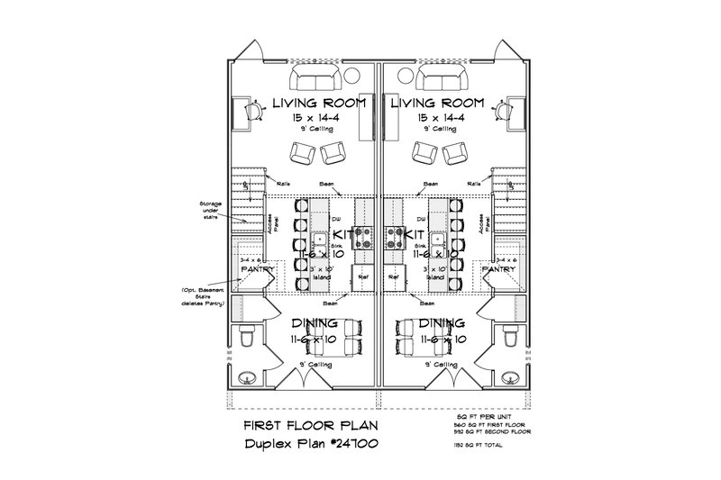 Home Plan - Floor Plan - Main Floor for Modern House Plan #513-2492 - 2 bed, 2.5 bath