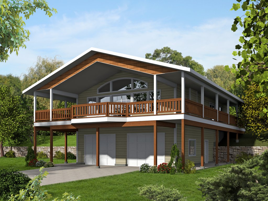 Exterior - Front Elevation 2 for Craftsman House Plan #117-1116 - 2 bed, 2 bath