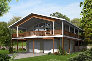 Exterior - Front Elevation for Craftsman House Plan #117-1116 - 2 bed, 2 bath