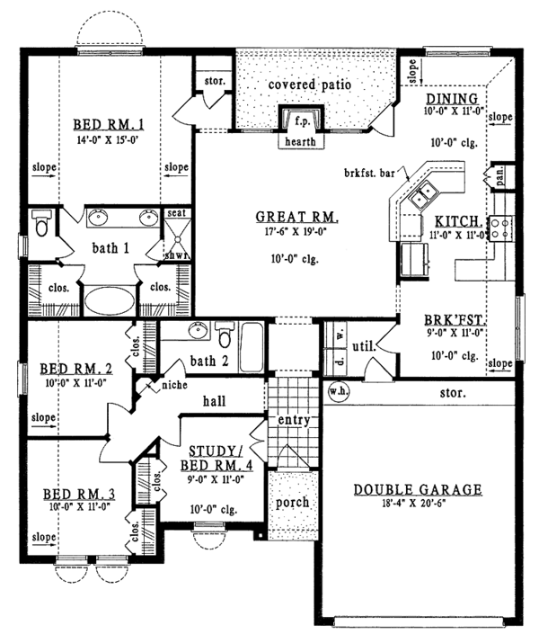 House Plan Design - Ranch Floor Plan - Main Floor Plan #42-525