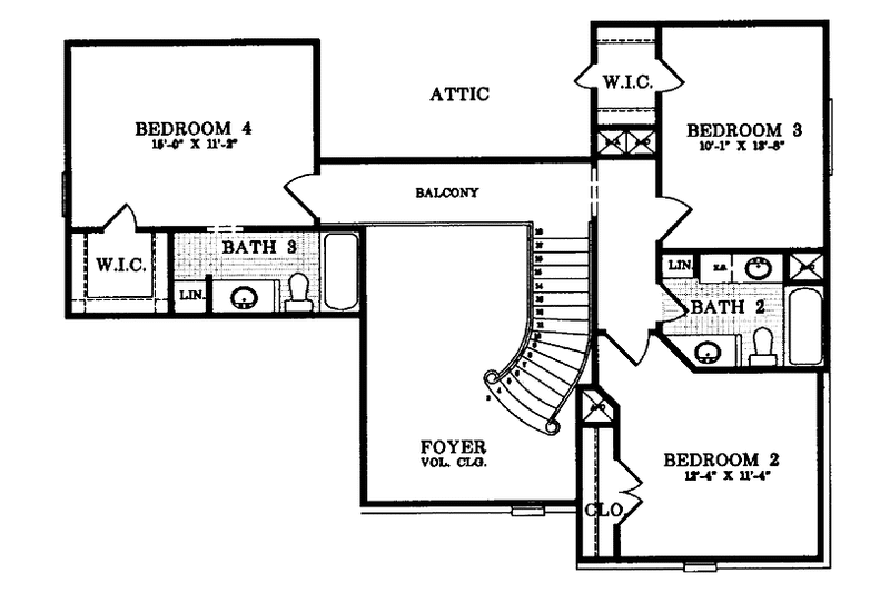 Architectural House Design - Floor Plan - Upper Floor for Mediterranean House Plan #952-23 - 4 bed, 3.5 bath