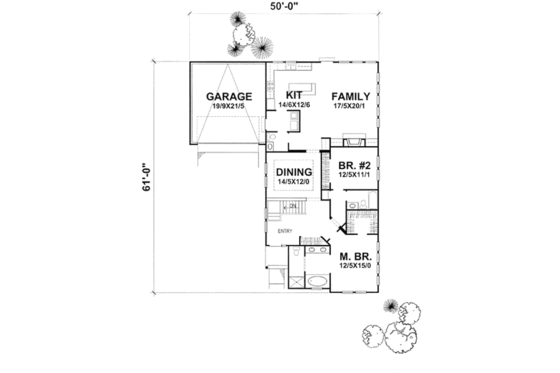 Floor Plan - Main Floor for Traditional House Plan #50-133 - 2 bed, 2.5 bath