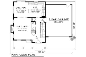 Floor Plan - Main Floor for Traditional House Plan #70-1160 - 3 bed, 2.5 bath