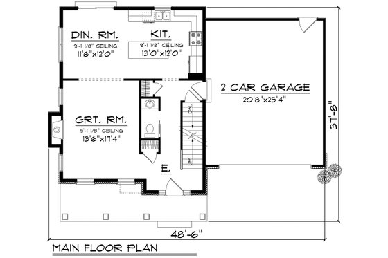 Floor Plan - Main Floor for Traditional House Plan #70-1160 - 3 bed, 2.5 bath