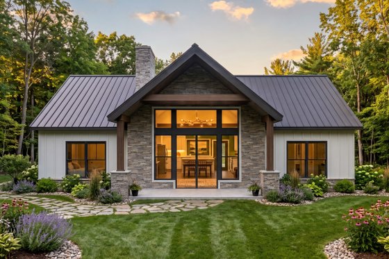 Exterior - Front Elevation 3 for Cabin House Plan #1089-77 - 2 bed, 2 bath