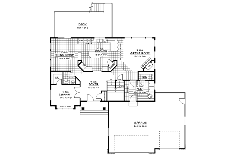 Home Plan - Floor Plan - Main Floor for European House Plan #51-646 - 4 bed, 2.5 bath
