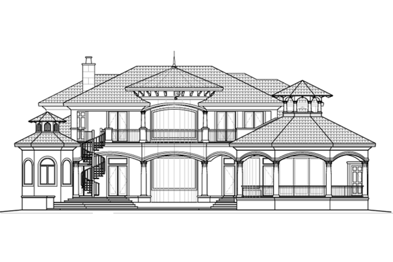 Home Plan - Exterior - Rear Elevation for Mediterranean House Plan #1017-45 - 5 bed, 6.5 bath