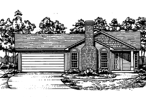 Ranch Exterior - Front Elevation Plan #30-216