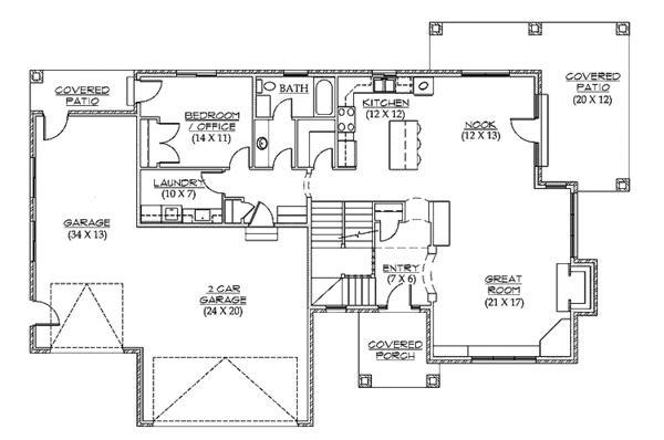 Architectural House Design - Country Floor Plan - Main Floor Plan #945-41