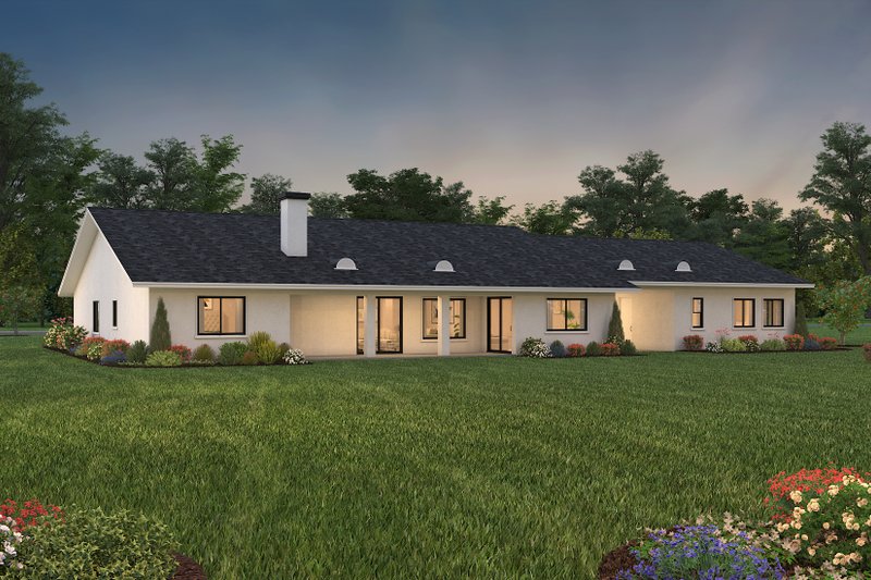Dream House Plan - Exterior - Rear Elevation for Ranch House Plan #1-716 - 4 bed, 3.5 bath