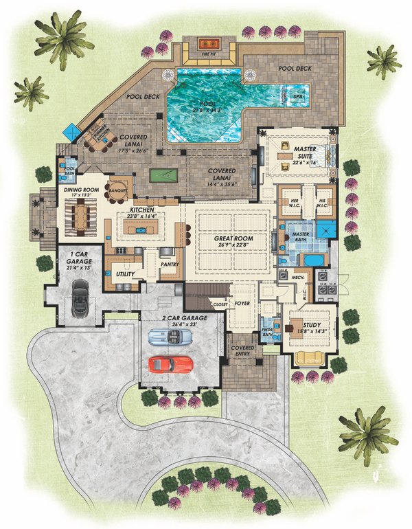 Modern Floor Plan - Main Floor Plan #548-48