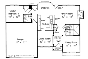 Floor Plan - Main Floor for Colonial House Plan #927-92 - 4 bed, 2.5 bath