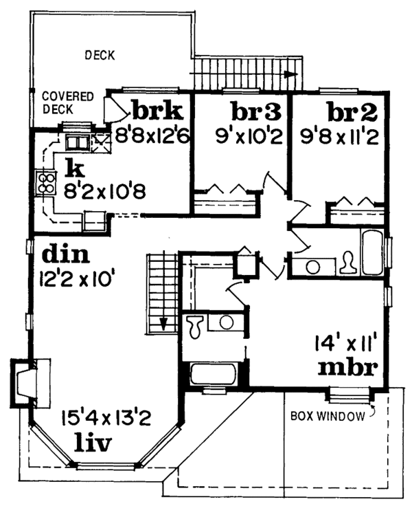 House Blueprint - Traditional Floor Plan - Upper Floor Plan #47-787