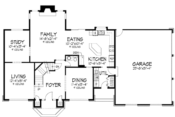 Home Plan - Colonial Floor Plan - Main Floor Plan #51-937