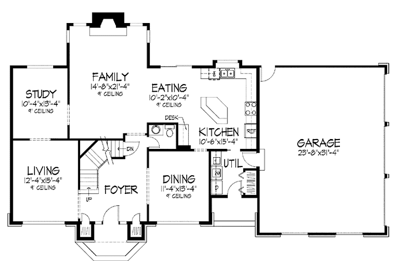 Home Plan - Floor Plan - Main Floor for Colonial House Plan #51-937 - 4 bed, 2.5 bath