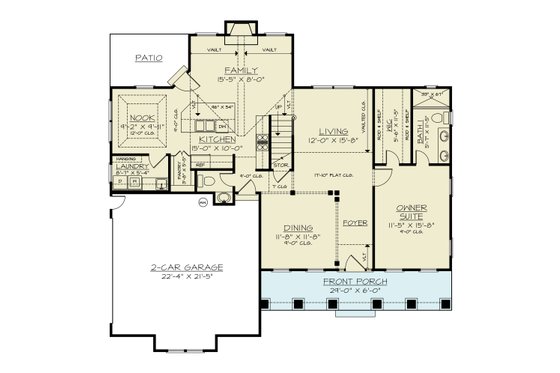 Floor Plan - Main Floor for Craftsman House Plan #119-446 - 3 bed, 2.5 bath