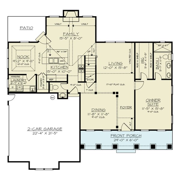 Architectural House Design - Craftsman Floor Plan - Main Floor Plan #119-446