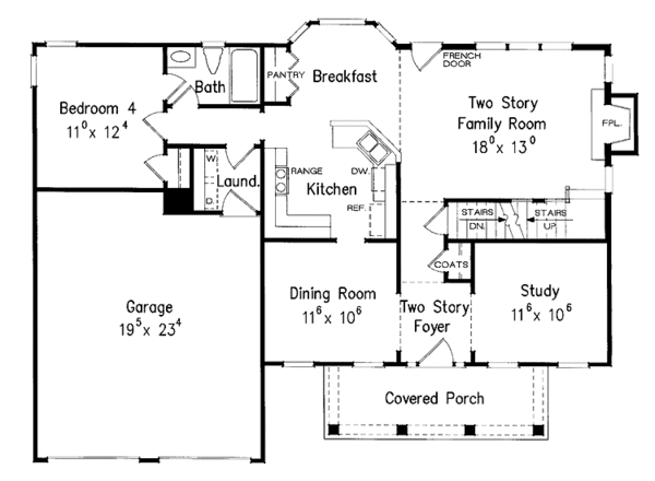 Home Plan - Colonial Floor Plan - Main Floor Plan #927-877