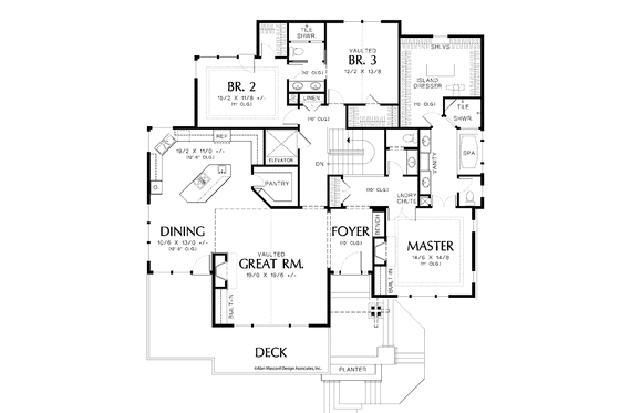 Floor Plan - Main Floor for Craftsman House Plan #48-862 - 3 bed, 3.5 bath