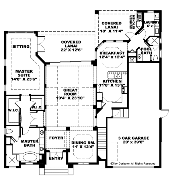Architectural House Design - Mediterranean Floor Plan - Main Floor Plan #1017-7
