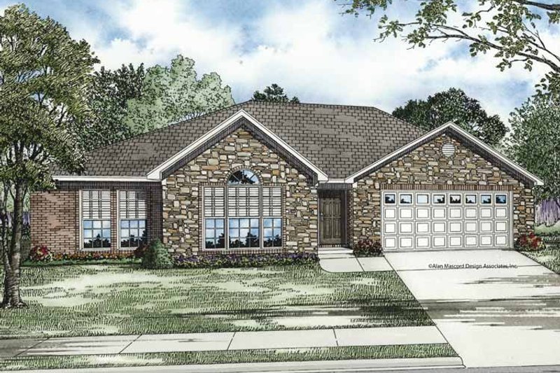 Architectural House Design - Exterior - Front Elevation 3 for Ranch House Plan #17-3204 - 3 bed, 2 bath