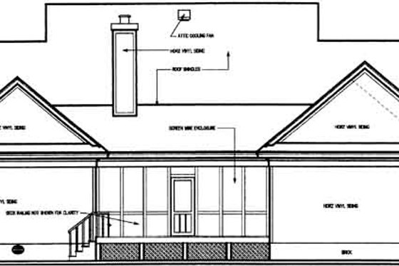 Exterior - Rear Elevation for Country House Plan #45-146 - 3 bed, 2.5 bath