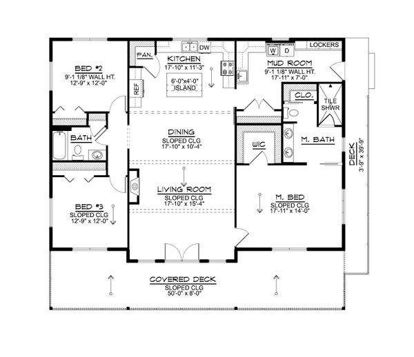 House Blueprint - Floor Plan - Main Floor for Contemporary House Plan #1064-453 - 3 bed, 2 bath