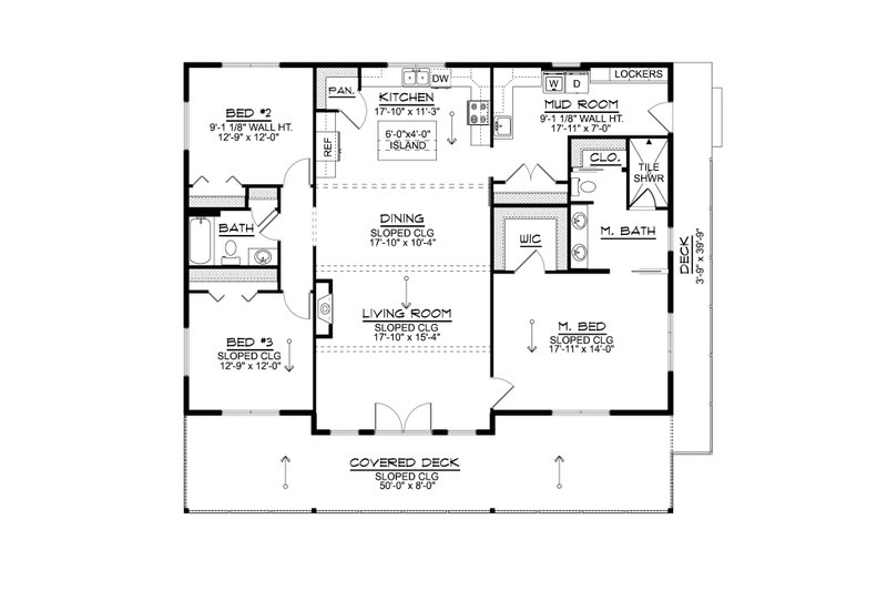 House Blueprint - Floor Plan - Main Floor for Contemporary House Plan #1064-453 - 3 bed, 2 bath