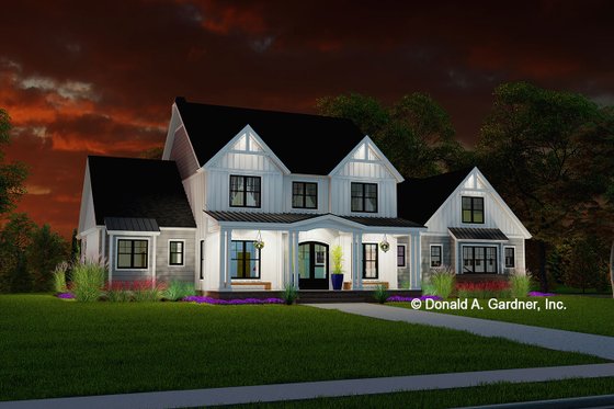 Exterior - Front Elevation 3 for Farmhouse House Plan #929-1168 - 4 bed, 3.5 bath