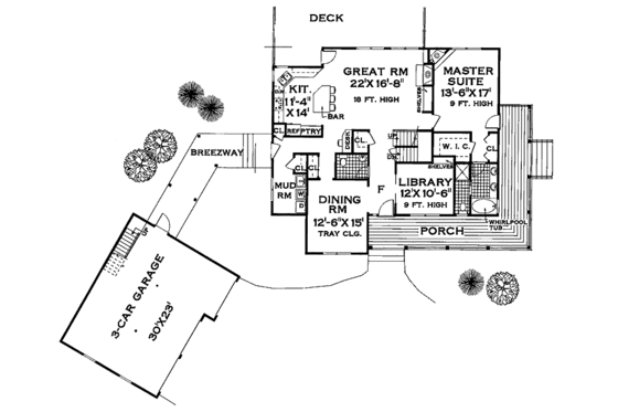 Floor Plan - Main Floor for Farmhouse House Plan #3-259 - 4 bed, 2.5 bath
