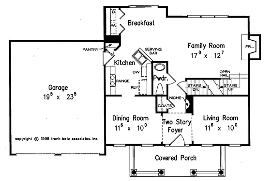 Floor Plan - Main Floor for Colonial House Plan #927-399 - 3 bed, 2.5 bath