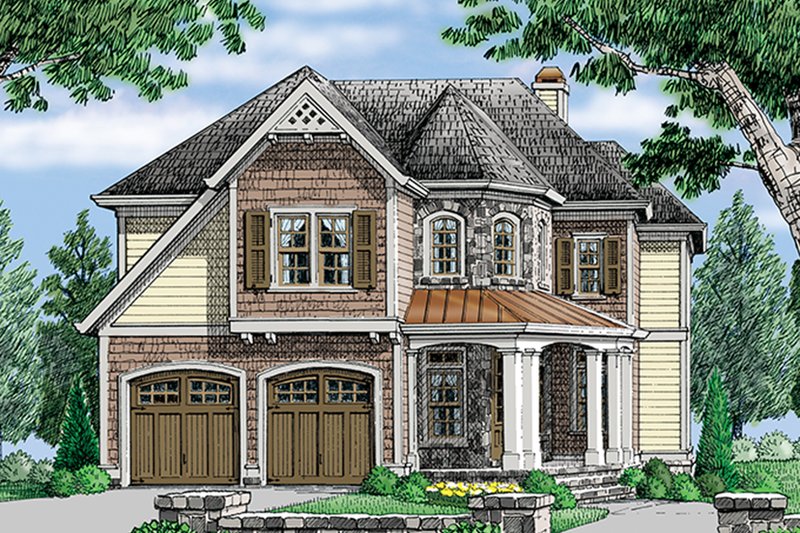 House Blueprint - European Exterior - Front Elevation Plan #927-979