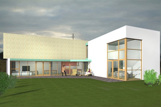 Exterior - Rear Elevation for Modern House Plan #520-1 - 4 bed, 3 bath