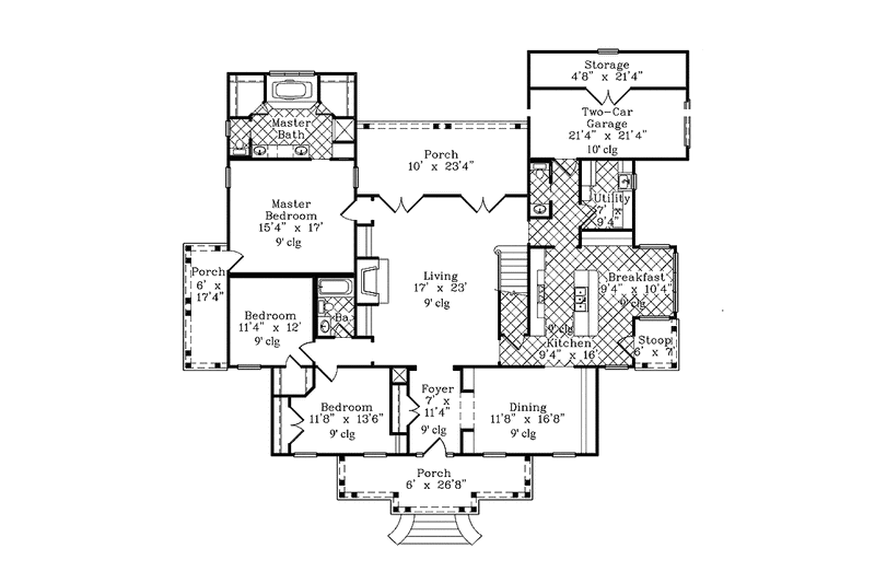 Dream House Plan - Floor Plan - Main Floor for Classical House Plan #985-3 - 3 bed, 2.5 bath
