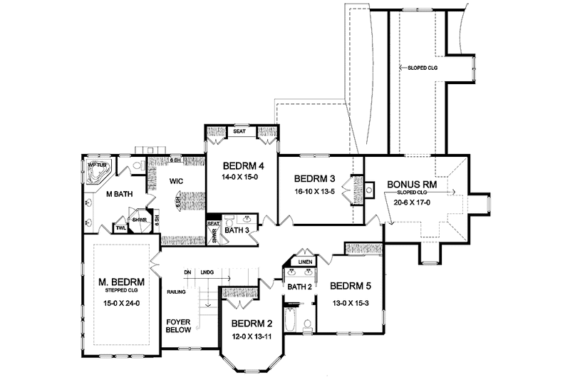 Home Plan - Floor Plan - Upper Floor for Country House Plan #328-369 - 5 bed, 3.5 bath