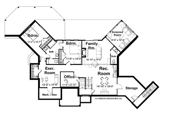 Floor Plan - Lower Floor for Craftsman House Plan #928-93 - 3 bed, 3.5 bath