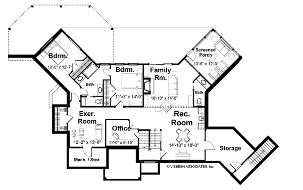 Craftsman Floor Plan - Lower Floor Plan #928-93