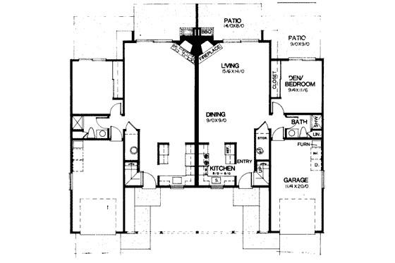Floor Plan - Main Floor for Traditional House Plan #303-249 - 3 bed, 2 bath