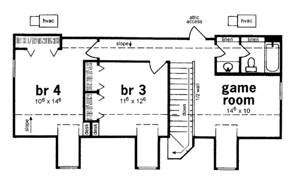House Blueprint - Country Floor Plan - Upper Floor Plan #36-577