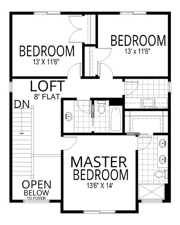 Dream House Plan - Floor Plan - Upper Floor for Craftsman House Plan #112-289 - 3 bed, 2.5 bath