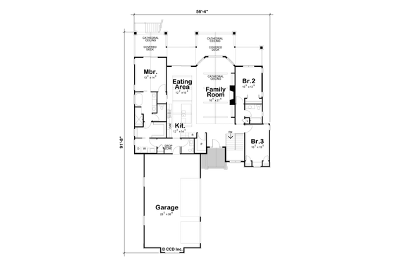 Floor Plan - Main Floor for Farmhouse House Plan #20-2637 - 5 bed, 4 bath