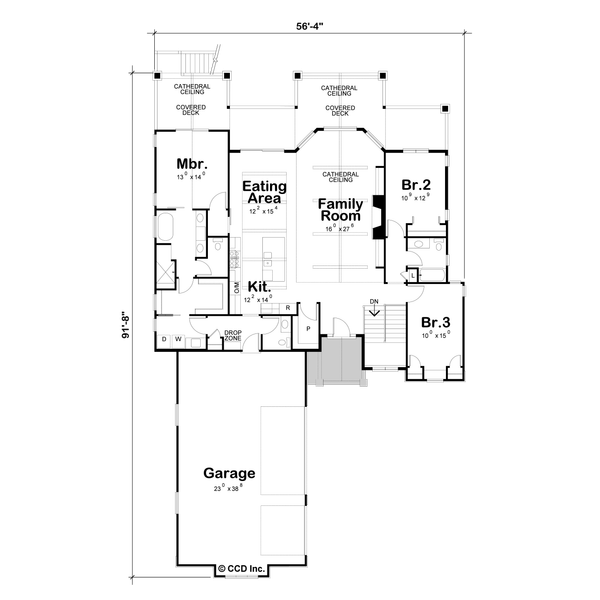 Dream House Plan - Floor Plan - Main Floor for Farmhouse House Plan #20-2637 - 5 bed, 4 bath