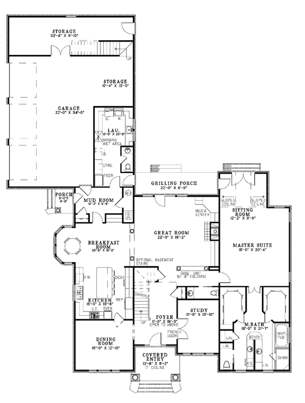 Architectural House Design - Traditional Floor Plan - Main Floor Plan #17-3024