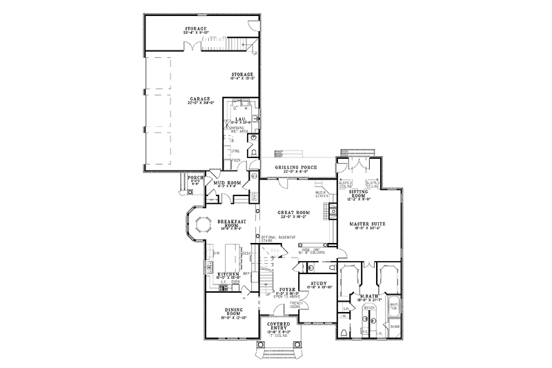 Dream House Plan - Floor Plan - Main Floor for Traditional House Plan #17-3024 - 4 bed, 3 bath