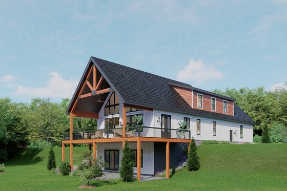 Exterior - Rear Elevation 1 for Cabin House Plan #932-1342 - 3 bed, 2.5 bath